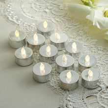 12 Pack - Metallic Flameless LED Candles - Battery Operated Tea Light Candles - Silver