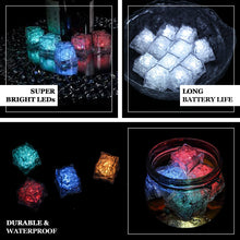 Pack of 12 - White Submersible Waterproof LED Ice Cubes With Flash & Blink Modes