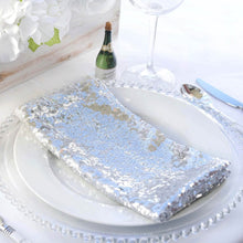 20x20Inch Silver Premium Sequin Cloth Dinner Napkin | Reusable Linen