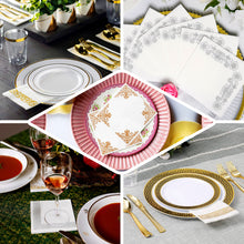 20 Pack Gold Foil Disposable White Airlaid Paper Dinner Napkins | Soft Linen-Feel Hand Towels - Fleur Vintage