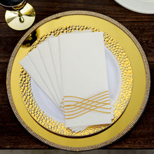20 Pack Gold Foil White Airlaid Soft Linen-Feel Paper Dinner Napkins, Disposable Hand Towels