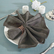 5 Pack | Charcoal Gray Slubby Textured Cloth Dinner Napkins, Wrinkle Resistant Linen | 20x20Inch