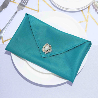 5 Pack | Peacock Teal Seamless Cloth Dinner Napkins, Reusable Linen | 20inchx20inch