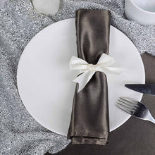 5 Pack | Charcoal Gray Seamless Satin Cloth Dinner Napkins, Wrinkle Resistant | 20inch x 20inch
