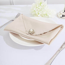 5 Pack | Beige Seamless Satin Cloth Dinner Napkins, Wrinkle Resistant