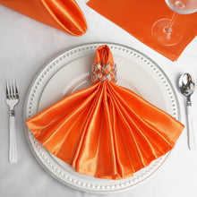 5 Pack | Orange Seamless Satin Cloth Dinner Napkins, Wrinkle Resistant