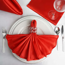 5 Pack | Red Seamless Satin Cloth Dinner Napkins, Wrinkle Resistant