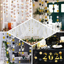 Set of 3 - 90" Long Circle Dot Party Paper Garland, Streamer Backdrop Hanging Decorations - Glitter Gold