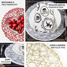 6 Pack - 15inch Silver Metallic String Woven Placemats - Round Table Placemats