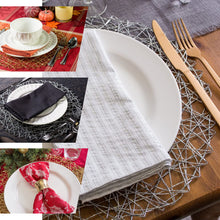 6 Pack - 15inch Silver Metallic String Woven Placemats - Round Table Placemats