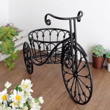 Black Tricycle Flower Plant Stand, Indoor Outdoor Decorative Metal Planter Basket