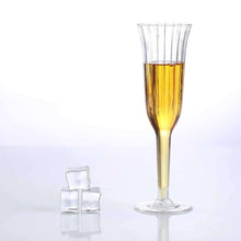 Plastic Champagne Flutes Disposable | 6 oz | 12 Pack | Clear | Flared Design | Detachable Clear Base