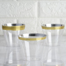25 Pack Gold 9oz Crystal Collection Plastic Tumblers Disposable Cups