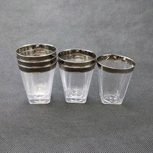 12 Pack 2oz Silver Rimmed Plastic Disposable Shot Glasses