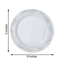 6inch White Plastic Disposable Salad Dessert Appetizer Plates Round With Silver Lace Design Rim
