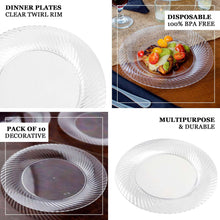 10 Pack - 6inch Swirl Rim White Plastic Disposable Salad Dessert Plates With Silver Rim