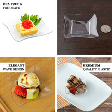 24 Pack - 3inch Mini Wavy Rim Square Plastic Appetizer Plates - Clear With Pinwheel Rim