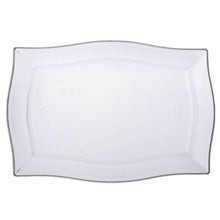 Clear Plastic Disposable Rectangular Serving Trays Plates - With Glossy Finish & Wave Trimmed Rim#whtbkgd