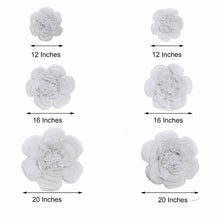 6 Pack White Giant Paper Flowers Peony Assorted Sizes - 12" | 16" | 20"