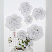 6 Pack White Giant Paper Flowers Peony Assorted Sizes -  12" | 16" | 20"