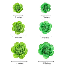 Pack of 6 - Mint & Apple Green Assorted Size Paper Peony Flowers - 7" | 9" | 11"