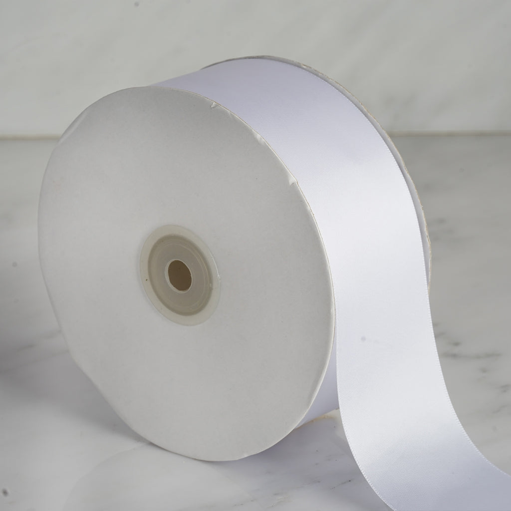 White - Wired Budget Satin Ribbon - ( W: 2-1/2 Inch