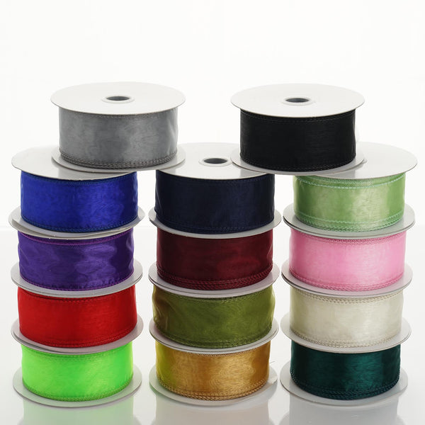 10 Yards 1.5" Coral Orange Organza Wired Edge Ribbon