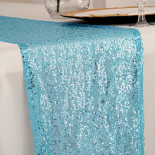12"x108" Serenity Blue Premium Sequin Table Runners#whtbkgd