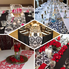 12"x108" Chocolate Taffeta Damask Flocking Table Runner