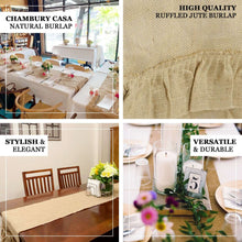 Natural Ruffled Burlap Rustic Table Runner | Jute Linen Tabletop Decor | 14Inchx108Inch