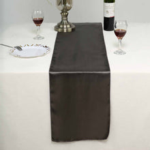 12"x108" Charcoal Grey Satin Table Runner#whtbkgd