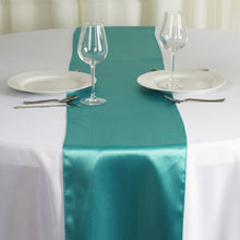 12inch x 108inch Turquoise Satin Table Runner#whtbkgd