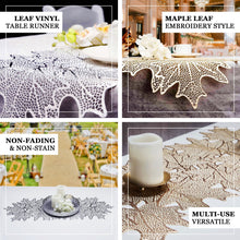 14" x 3FT | Silver Maple Leaf Vinyl Table Runner, Non Slip Dining Table Placemats