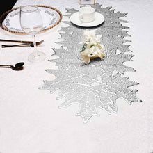 14 inches x 3FT | Silver Maple Leaf Vinyl Table Runner, Non Slip Dining Table Placemats