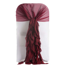 1 Set BurgundyChiffon Hoods With Ruffles Willow Chiffon Chair Sashes