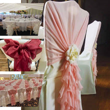 1 Set BurgundyChiffon Hoods With Ruffles Willow Chiffon Chair Sashes