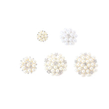 5 Pcs - Ivory - White Dual Color Pearl and Rhinestone Brooches - Floral Sash Pin Brooch Bouquet Decor