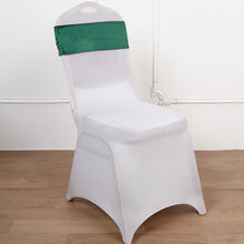 5 Pack Hunter Green Velvet Ruffle Stretch Chair Sashes, Decorative Velvet Chair Bands