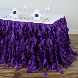 17FT Purple Curly Willow Taffeta Table Skirt