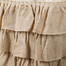 3 Tier Rustic Elegant Ruffled Burlap Table Skirt - 14 Ft#whtbkgd