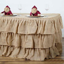 17ft 3 Tier Rustic Ruffled Burlap Table Skirt - Natural