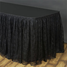 17FT BLACK Premium Wholesale Polyester Lace Table Skirt For Wedding Banquet Restaurant