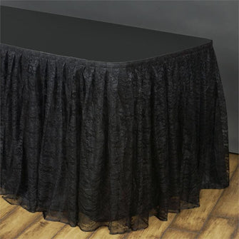 17FT BLACK Premium Wholesale Polyester Lace Table Skirt For Wedding Banquet Restaurant