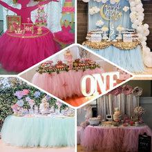 21FT Pink|Rose Quartz 4 Layer Tulle Tutu Pleated Table Skirt