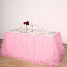 21FT Pink|Rose Quartz 4 Layer Tulle Tutu Pleated Table Skirt