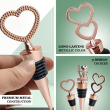 Blush/Rose Gold Metal Studded Heart Wine Bottle Stopper Wedding Favor With Velvet Gift Box