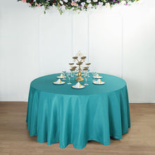 120" Peacock Teal Polyester Round Tablecloth