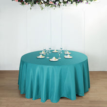 120" Peacock Teal Polyester Round Tablecloth