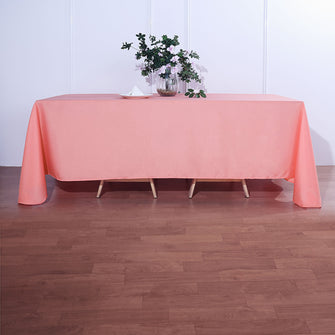 90x132 inches Coral Polyester Rectangular Tablecloth