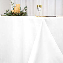 90"x156" White Polyester Rectangular Tablecloth